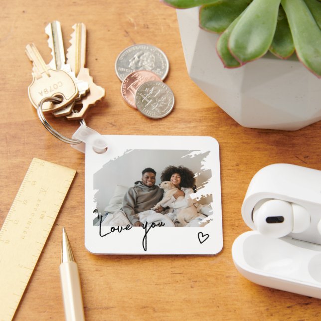 Personlig för text och foto nyckelring (Skrivbord)