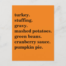 Personlig för thanksgiving Food Midinner List Helg Vykort