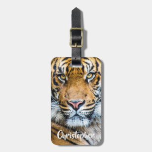 Personlig för tiger fotografi bagagebricka