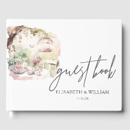 Personlig för trädgårdsbröllop utomhus gästböcker
