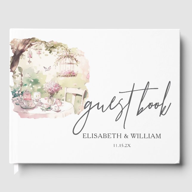 Personlig för trädgårdsbröllop utomhus gästböcker (Framsida)