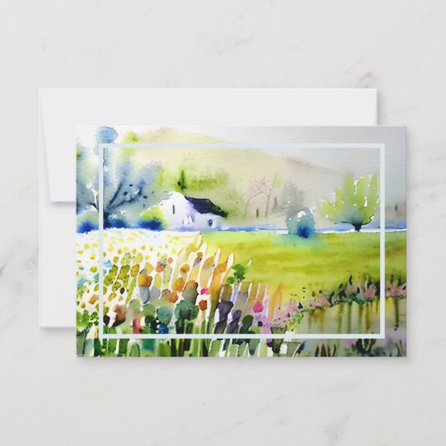 Personlig för trädgårdskyrka i land anteckningskort (Framsida)