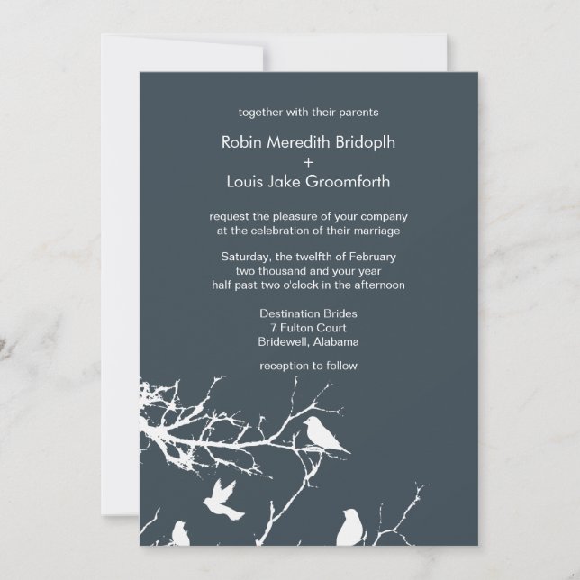 Personlig för träkol Elegant Winter Weddings  Inbjudningar (Framsida)