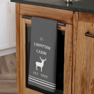 Personlig för träkol, Rustic Hjort Kökshandduk