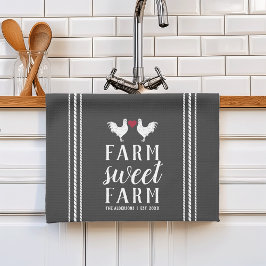 Personlig för träkolsrot Farm Sweet Farm Kökshandduk