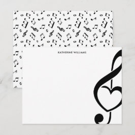 Personlig för Treble Clef Heart Music Note Anteckningskort