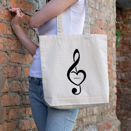 Personlig för Treble Clef Heart Music Note Tygkasse