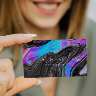 Personlig för Trendig av holografisk marble-Elegan Visitkort