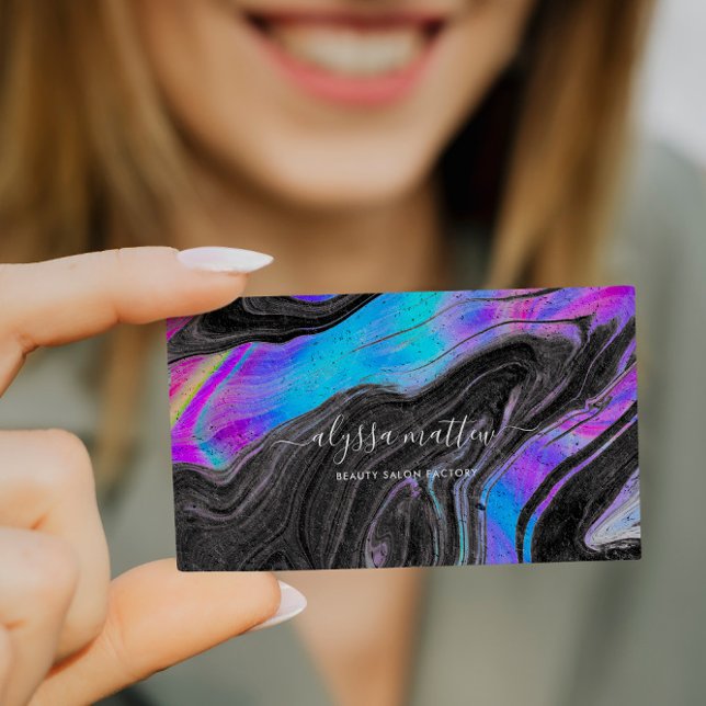 Personlig för Trendig av holografisk marble-Elegan Visitkort (Skapare uppladdad)