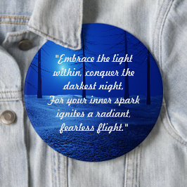 personlig för trendig retro boho-skript, blå skog knapp