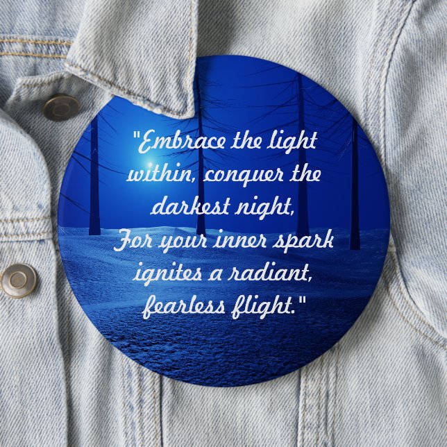 personlig för trendig retro boho-skript, blå skog knapp (In Situ)