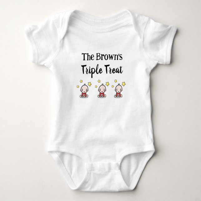 Personlig för triplet, triplets Gift Idea, T Shirt (Framsida)