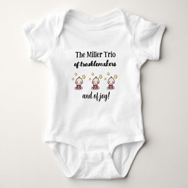Personlig för triplet, triplets Gift Idea, T Shirt (Framsida)