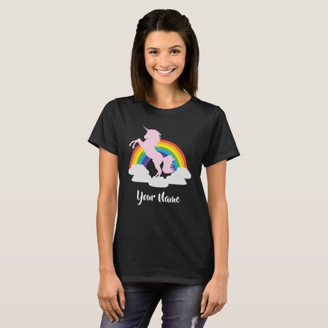 Personlig för Unicornregnbågefantasi T Shirt (Hel framsida)