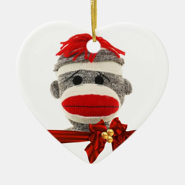 Personlig FÖR UTE SOCK MONKEY CHRISTMAS ORNAMENT (Framsidan)