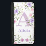 Personlig för utformning av söt Blommigt Mobil  Plånboksfodral För Samsung Galaxy S5<br><div class="desc">Utformningen har baby Monogram & Namn med blommor på båda sidor i vatten färg och på pastel stil. Initial är brev A. Alicia</div>
