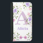 Personlig för utformning av söt Blommigt Mobil  Plånboksfodral För Samsung Galaxy S5<br><div class="desc">Utformningen har baby Monogram & Namn med blommor på båda sidor i vatten färg och på pastel stil. Initial är brev A. Alicia</div>