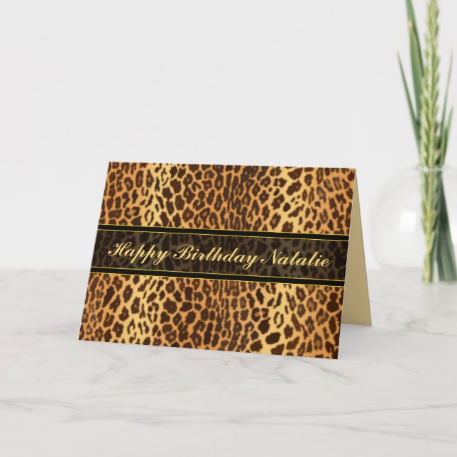 Personlig för utskrift av leopard på djur kort (Framsida)