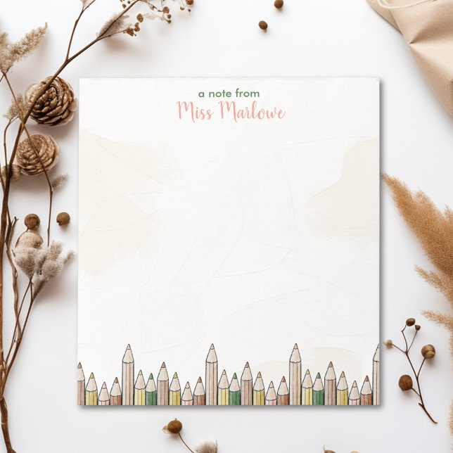 Personlig för utvärdering av Boho Pencil Lärare Anteckningsblock (Boho Pencils Teacher Appreciation Personalized Notepad)
