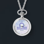 Personlig för vackert Libra Astrology-tecken Armbandsur<br><div class="desc">Den här söt lilan och lavender Libra-klockan har ditt astrologiska tecken från Zodiac i en vacker gnistra som konstellationerna. Anpassa den här söta julklappen med ditt namn i kursivt skript för någon med en sen födelsedag i september eller tidigt i oktober.</div>