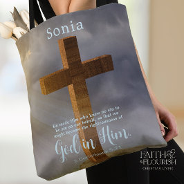 Personlig för vackert trä Kor Scripture Tygkasse