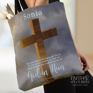 Personlig för vackert trä Kor Scripture Tygkasse
