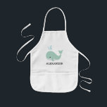 Personlig för val av Cute Mint-Grönt Barnförkläde<br><div class="desc">Den här barnens apron för djur älskare har en söt grönt-valbild. Anpassa den med ditt barns namn i svart brev. Gör en underbar apron för pojkar eller flickor!</div>