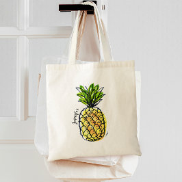 Personlig för vattenfärg ananas tygkasse