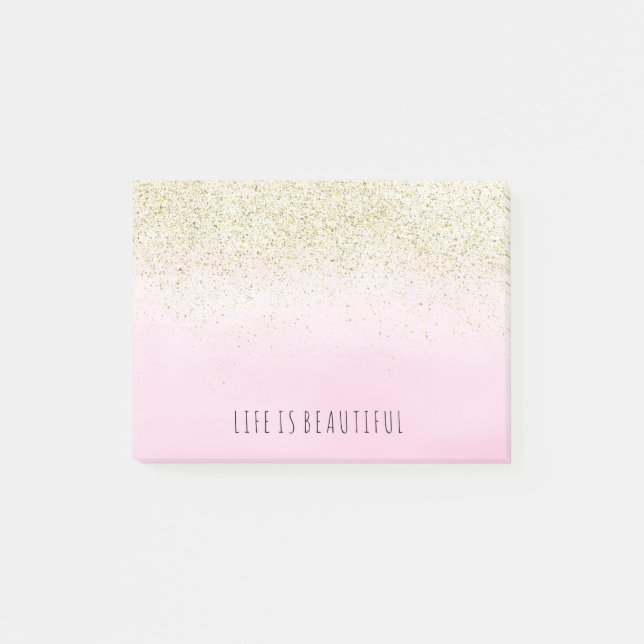 Personlig för vattenfärg för guld- Fauxglitter Post-it Block (Framsida)