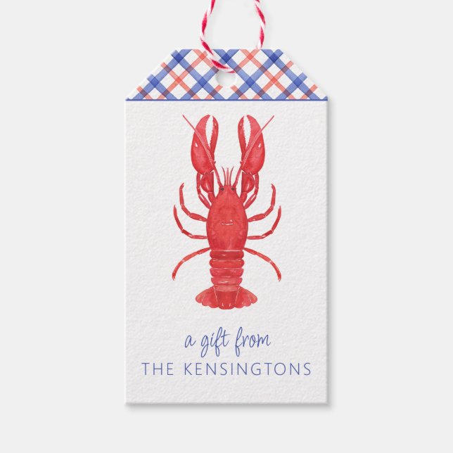 Personlig för vattenfärg Röd och blå täckt fosterf Presentetikett (Framsidan)