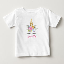 Personlig för vattenfärgen Blommigt Unicorn Birthd T Shirt