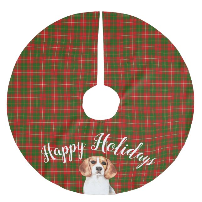 Personlig för vattenfärgsbeagle, Hund Julgransmatta Borstad Polyester (Framsidan)