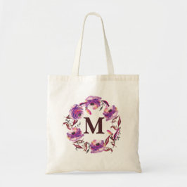 Personlig för vattenfärgsfilter Blommigt Monogram  Tygkasse