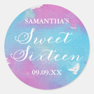 Personlig för vattenfärgsfilter för Sweet sixteen Runt Klistermärke