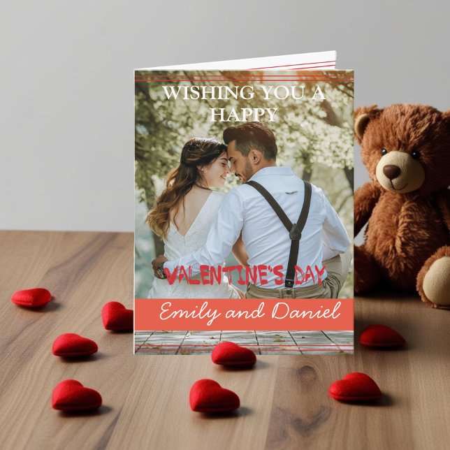Personlig för vattenfärgsfoto Alla hjärtans dag Anteckningskort (Watercolor Bear Valentine's Day custom photo Note Card)