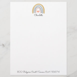 Personlig för vattenfärgsregnbåge, Barn Brevhuvud
