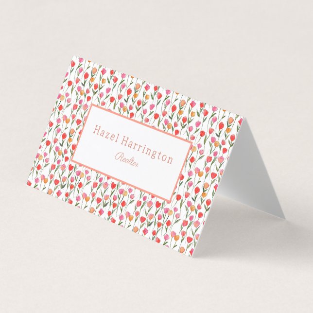 Personlig för vattenfärgsTulips, Affärskort Visitkort (Framsida)