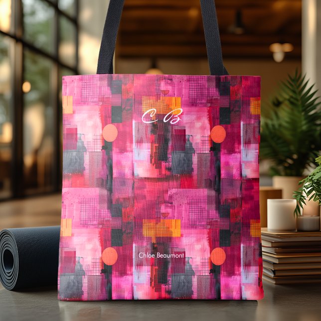Personlig för Vibrant Rosa Abstrakt  Tote Bag Tygkasse (Skapare uppladdad)