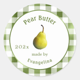 Personlig för vintage Pear Butter- - avsökning Runt Klistermärke