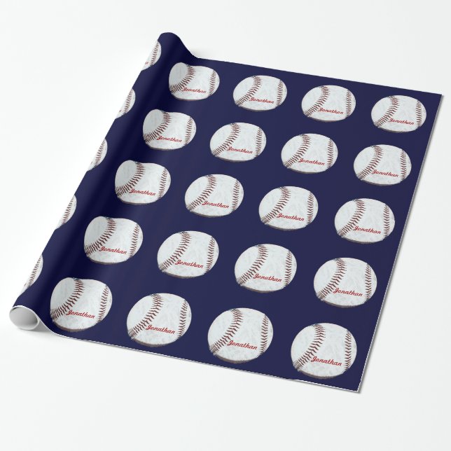 Personlig för vintagebaseballboll presentpapper (Utrullad)