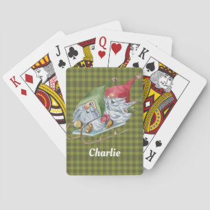 Personlig för Whimsiding Sledding Gnomes Casinokort