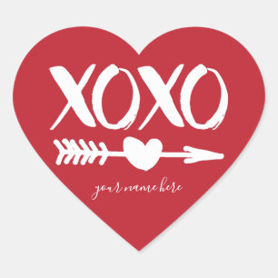 Personlig för XOXO Hjärtpil Hjärtformat Klistermärke