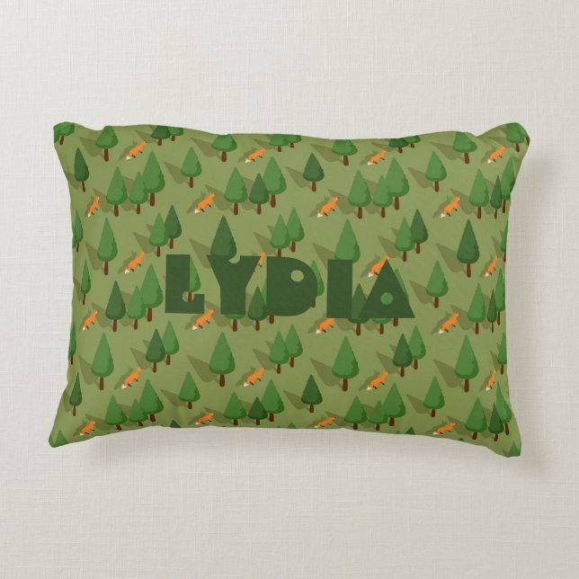 Personlig Forest Fox Baby Prydnadskudde (Baksidan)