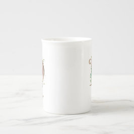 Personlig förgylld blommig monogram initial D Benporslin Mugg