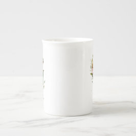 Personlig förgylld blommig monogram initial G Benporslin Mugg