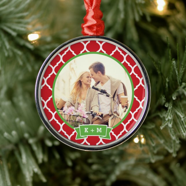 Personlig Förlovning Photo Monogram Ornament (Träd)