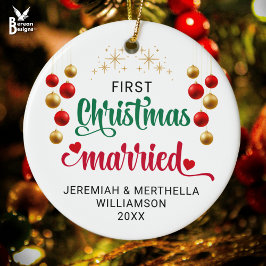 Personlig FÖRST CHRISTMAS MARRIED Julgransprydnad Keramik
