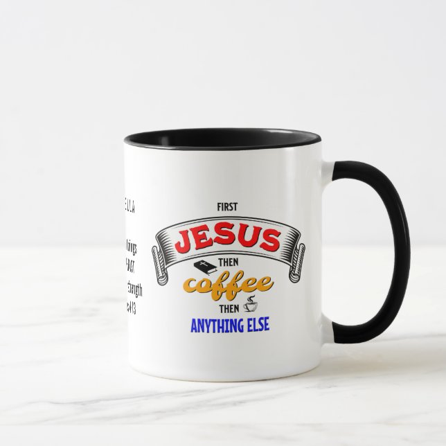 Personlig FÖRST JESUS SEDAN COFFEE Mugg (Höger)