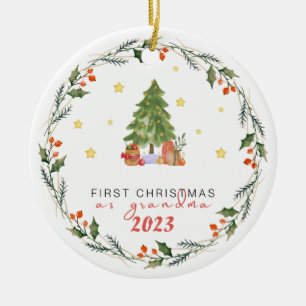 Personlig första året som mormor jul julgransprydnad keramik