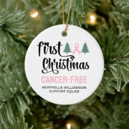 Personlig FÖRSTA CHRISTMAS Bröstcancerfri Julgransprydnad Keramik
